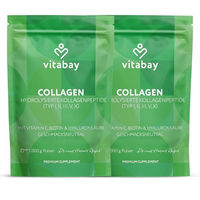 Produktbild von Vitabay Kollagen Pulver Komplex 2x1 kg Hochdosiert mit Typ I, II und III Kollagen ohne Zusatzstoffe