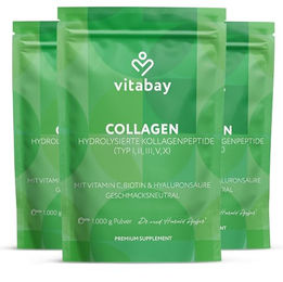 Vitabay Kollagen Pulver Komplex 3x1 kg Hochdosiert mit Typ I, II und III Kollagen ohne Zusatzstoffe – Bild 1 von 4