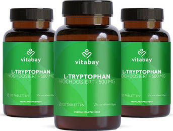 Vitabay L-Tryptophan 500 mg Kapseln vegan und vegetarisch 360 Stück – Bild 1 von 2