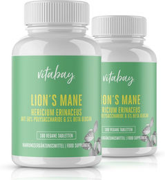 Vitabay Lions Mane Hericium Erinaceus Tabletten Bio Vegan ohne Zusatzstoffe 360 Stück – Bild 1 von 2
