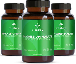 Vitabay Magnesium Malat Tabletten vegan glutenfrei laktosefrei ohne Zusatzstoffe – Bild 1 von 2