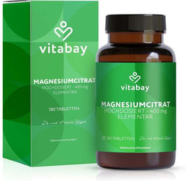 Vitabay Magnesiumcitrat 400 mg Tabletten vegan 180 Stück – Bild 1 von 4