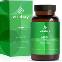 Produktbild von Vitabay MSM Tabletten hochdosiert mit 1000 mg Schwefel vegan 365 Stück