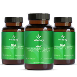 Vitabay NAC N-Acetyl-L-Cystein 600 mg – 360 vegane Kapseln – glutenfrei und ohne Zusatzstoffe – Bild 1 von 5