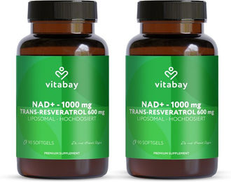 Vitabay NAD+ 1000 mg und Trans-Resveratrol 600 mg liposomal vegan Kapseln 180 Stück – Bild 1 von 2
