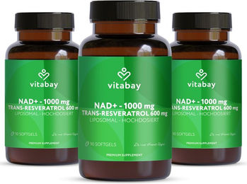Vitabay NAD+ 1000 mg und Trans-Resveratrol 600 mg liposomal vegan Kapseln – Bild 1 von 2