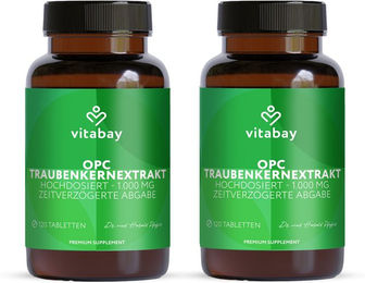 Vitabay OPC Traubenkernextrakt 1000 mg vegan Kapseln 240 Stück – Bild 1 von 2