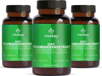 Vitabay OPC Traubenkernextrakt 1000 mg vegan Kapseln 360 Stück – Bild 1 von 2