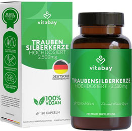Vitabay Traubensilberkerze 2500 mg vegane Kapseln 120 Stück – Bild 1 von 5