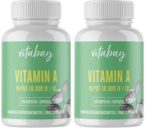 vitabay Vitamin A Depot Kapseln vegan 10.000 IE 240 Stück – Bild 1 von 2
