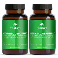 Produktbild von Vitabay Vitamin C 1000 mg – 500 vegane Retardtabletten mit gepuffertem Calciumascorbat und Citrus-Bioflavonoiden – ohne Zusatzstoffe