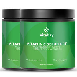 Vitabay Vitamin C 1000 mg Calciumascorbat gepuffert vegane Retardtabletten 200 Stück – Bild 1 von 3