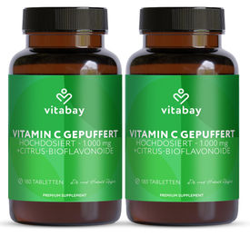 Vitabay Vitamin C 1000 mg gepuffert mit Citrus Bioflavonoiden, 360 vegane Time Released Tabletten – Bild 1 von 4