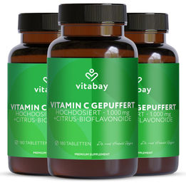 Vitabay Vitamin C 1000 mg hochdosiert mit Citrus Bioflavonoiden, 540 vegane Time Released Tabletten, gepuffert, glutenfrei und laktosefrei – Bild 1 von 4