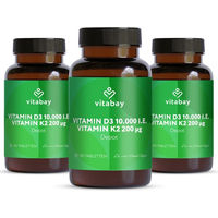 Produktbild von Vitabay Vitamin D3 10000 IE und K2 200 mcg Tabletten vegan