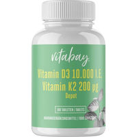 Produktbild von Vitabay Vitamin D3 10000 IE und Vitamin K2 200 mcg Depot Tabletten vegan 180 Stück