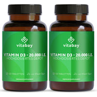 Produktbild von Vitabay Vitamin D3 20.000 IE – 240 vegane Tabletten aus pflanzlichem Ursprung ohne Zusatzstoffe