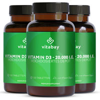 Produktbild von Vitabay Vitamin D3 20.000 IE – 360 vegane Tabletten aus pflanzlichem Ursprung ohne Zusatzstoffe