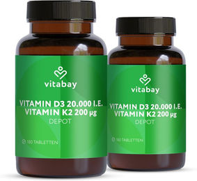Vitabay Vitamin D3 20000 IE mit K2 Tabletten vegan – Bild 1 von 4