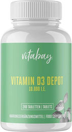 Vitabay Vitamin D3 Depot 10000 IE Cholecalciferol aus Flechten vegan Tabletten 240 Stück – Bild 1 von 1