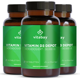 Vitabay Vitamin D3 Depot 50.000 IE Tabletten vegan hochdosiert 3er Bundle – Bild 1 von 1