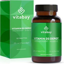 Vitabay Vitamin D3 Depot Tabletten vegan mit Flechten 120 Stück – Bild 1 von 3