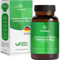 Produktbild von Vitabay Vitamin D3 K2 5000 IE Tabletten vegan 180 Stück
