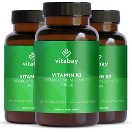 Vitabay Vitamin K2 MK-7 200 µg – 360 vegane Tabletten – Hochdosiert, glutenfrei und laktosefrei – Bild 1 von 3