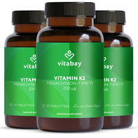 Produktbild von Vitabay Vitamin K2 MK-7 200 µg – 360 vegane Tabletten – Hochdosiert, glutenfrei und laktosefrei