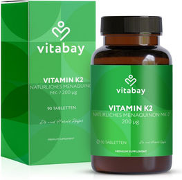 Vitabay Vitamin K2 MK-7 200 µg Kapseln vegan vegetarisch glutenfrei laktosefrei 90 Stück – Bild 1 von 3