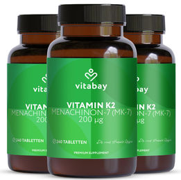 Vitabay Vitamin K2 MK-7 200 µg Tabletten vegan ohne Zusatzstoffe glutenfrei laktosefrei – Bild 1 von 4