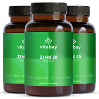 Produktbild von Vitabay Zink 50 mg Hochdosiert – 1.500 Tabletten – Zinkgluconat – Vegan, glutenfrei, laktosefrei und zuckerfrei