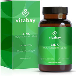 Vitabay Zinkcitrat Hochdosiert - 120 Vegane Tabletten - 25 mg Zink pro Portion - Ohne Zusatzstoffe – Bild 1 von 4