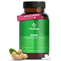 Produktbild von Vitabay Zinkcitrat Hochdosiert 25 mg Tabletten Vegan 120 Stück 3er-Set