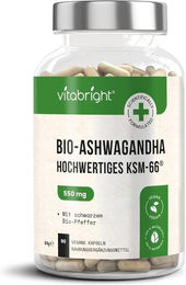 VitaBright Ashwagandha KSM-66 Kapseln vegan bio glutenfrei laktosefrei – Bild 1 von 2