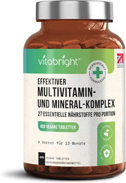 VitaBright Multivitamin und Mineralien Tabletten vegan glutenfrei laktosefrei für Männer und Frauen – Bild 1 von 2