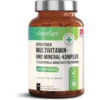 Produktbild von VitaBright Multivitamin und Mineralien Tabletten vegan glutenfrei laktosefrei für Männer und Frauen