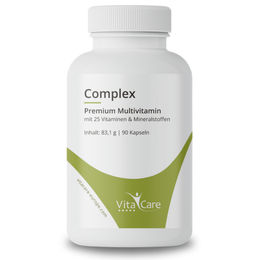 VitaCare Complex Multivitamin hochdosiert mit 25 Vitaminen und Mineralien 90 Kapseln zuckerfrei und laktosefrei – Bild 1 von 1