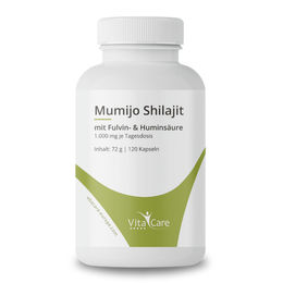 VitaCare Mumijo Shilajit Kapseln, 120 Stück, vegan, laktosefrei und glutenfrei – Bild 1 von 3