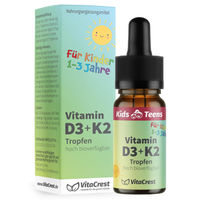 Produktbild von VitaCrest Vitamin D3 K2 Tropfen für Kinder, 10 ml, vegetarisch und ohne Zusatzstoffe