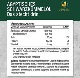 Vitactiv Ägyptisches Schwarzkümmelöl Kapseln 90 Stück – Bild 1 von 5