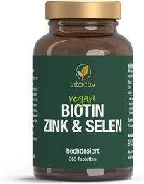 vitactiv Biotin Selen und Zink Tabletten vegan ohne Zusatzstoffe – Bild 1 von 3