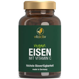Vitactiv Eisen & Vitamin C mit Eisenbisglycinat und Hagebutte, hochdosiert, 180 vegane Kapseln – Bild 1 von 6