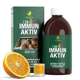Vitactiv Family Immun Aktiv Mikronährstoffkonzentrat Flüssig zuckerfrei ohne Zusatzstoffe für Erwachsene und Kinder 30 Portionen – Bild 1 von 5