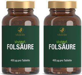 Vitactiv Folsäure Tabletten 400 µg vegan für Frauen, Schwangere und Stillende, glutenfrei und laktosefrei – Bild 1 von 3