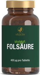 Vitactiv Folsäure Tabletten 400 µg vegan glutenfrei laktosefrei für Frauen Schwangere und Stillende – Bild 1 von 3
