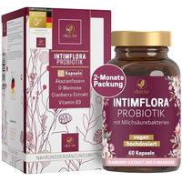 Produktbild von VITACTIV Intimflora Probiotik Kulturenkomplex mit Cranberry und D-Mannose vegan Kapseln für Frauen 60 Stück
