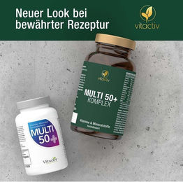 Vitactiv MULTI 50+ Vitamin- und Mineralstoff-Komplex Kapseln für Senioren vegetarisch glutenfrei laktosefrei 120 Stück – Bild 1 von 2