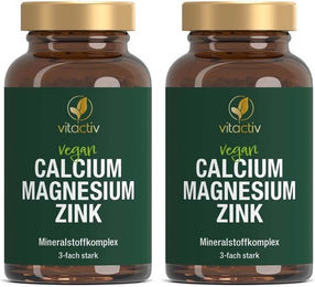 Vitactiv Natural Nutrition Calcium Magnesium Zink Citrat Tabletten vegan laktosefrei zuckerfrei ohne Zusatzstoffe für Erwachsene – Bild 1 von 1