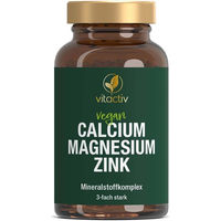 Produktbild von Vitactiv Natural Nutrition Calcium Magnesium Zink Mineralstoff-Komplex Citrat Tabletten vegan laktosefrei zuckerfrei ohne Zusatzstoffe für Erwachsene